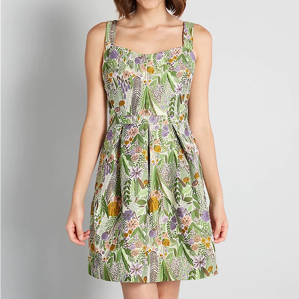 ModCloth A Spring Garden Fling Fit and Flare Dress